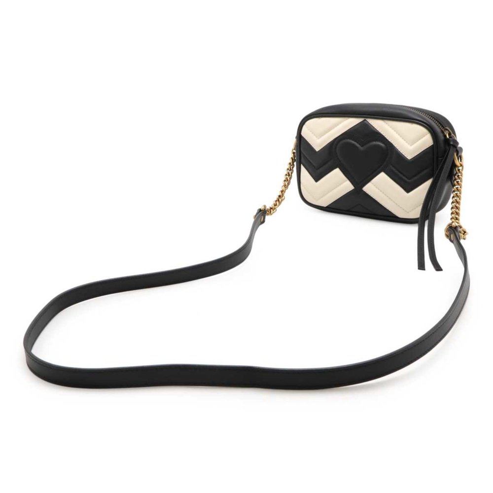 GUCCI GG Marmont quilted shoulder bag, pochette, chain bicolor leather, black... - Picture 3 of 10
